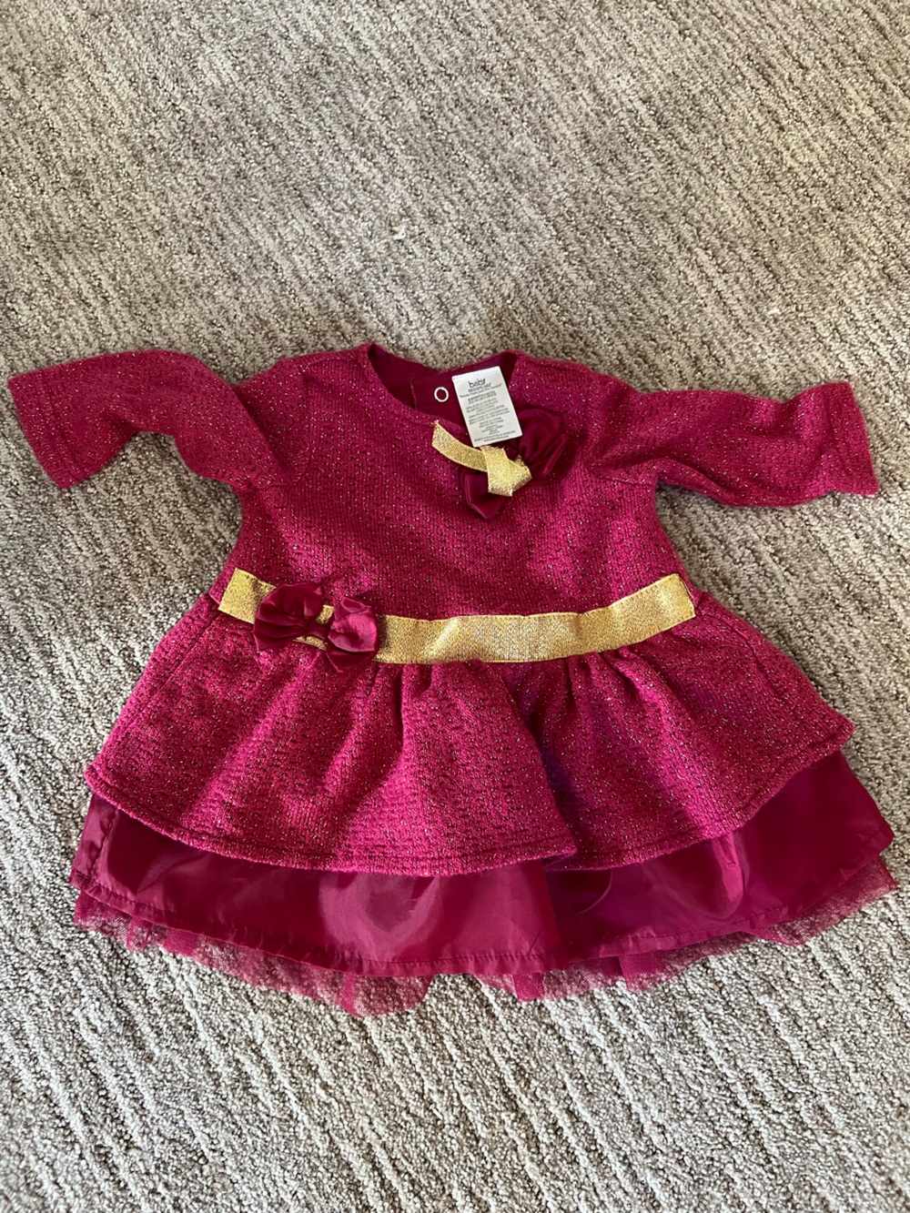 Baby Essentials Fuchsia Pink and Gold Sparkle Party Dress